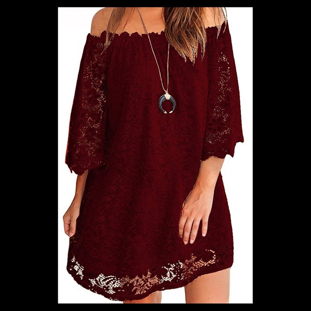NWOT Red lace off the shoulder dress